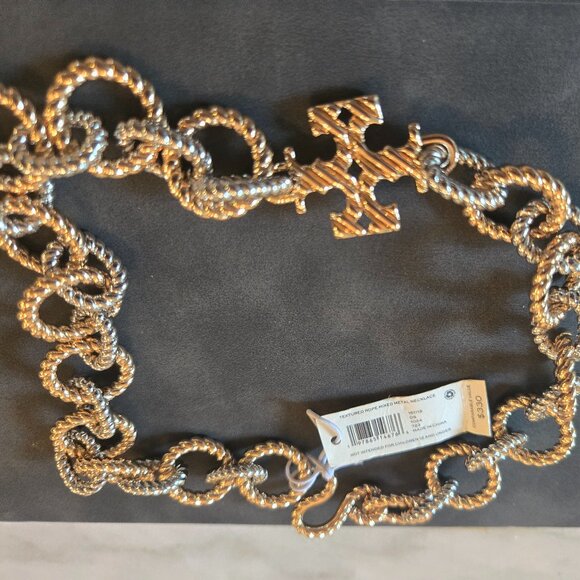 Tory Burch Gold and Silver Textured Rope Necklace - Picture 12 of 14
